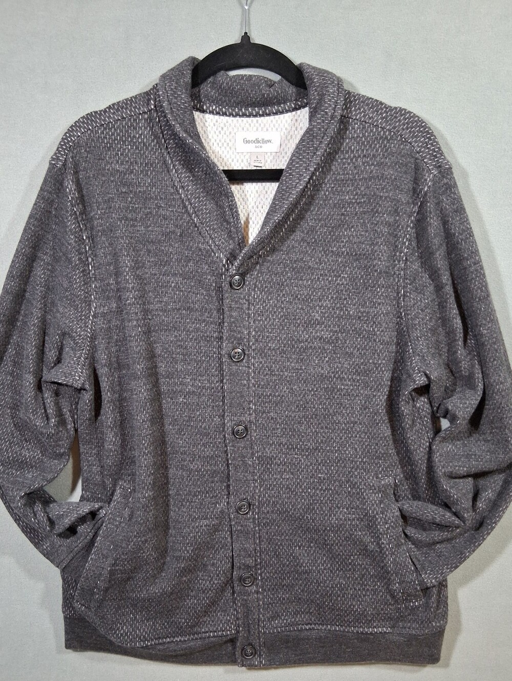 Men's Large Goodfellow & Co Button-Up Cardigan Grey Grandpacore Cozy Fall